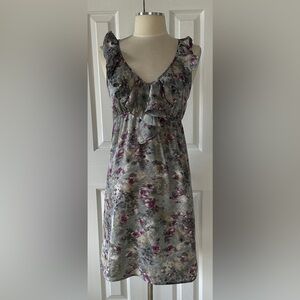Ann Taylor LOFT Floral Ruffle Front Dress Size 8